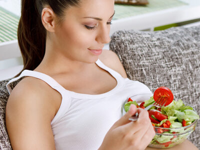 Pregnant Woman Eating a Salad