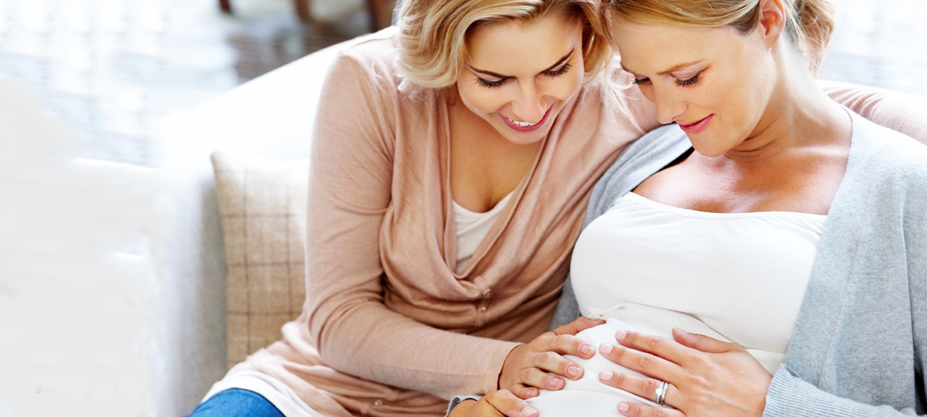 Woman Feels Another Woman's Baby Kick