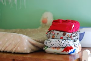 diapers on a changing station